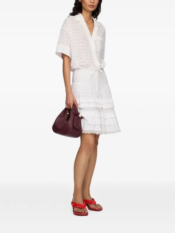 broderie anglaise mini dress ganni Ganni Broderie Anglaise Colorblock Mini Dress Size 40 US Large/8