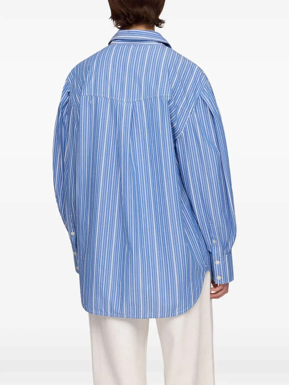 GANNI Gestreepte blouse met ballonmouwen Blauw