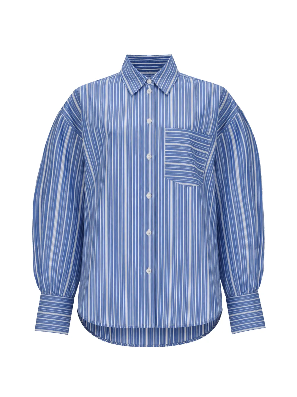 GANNI Gestreepte katoenen blouse Blauw