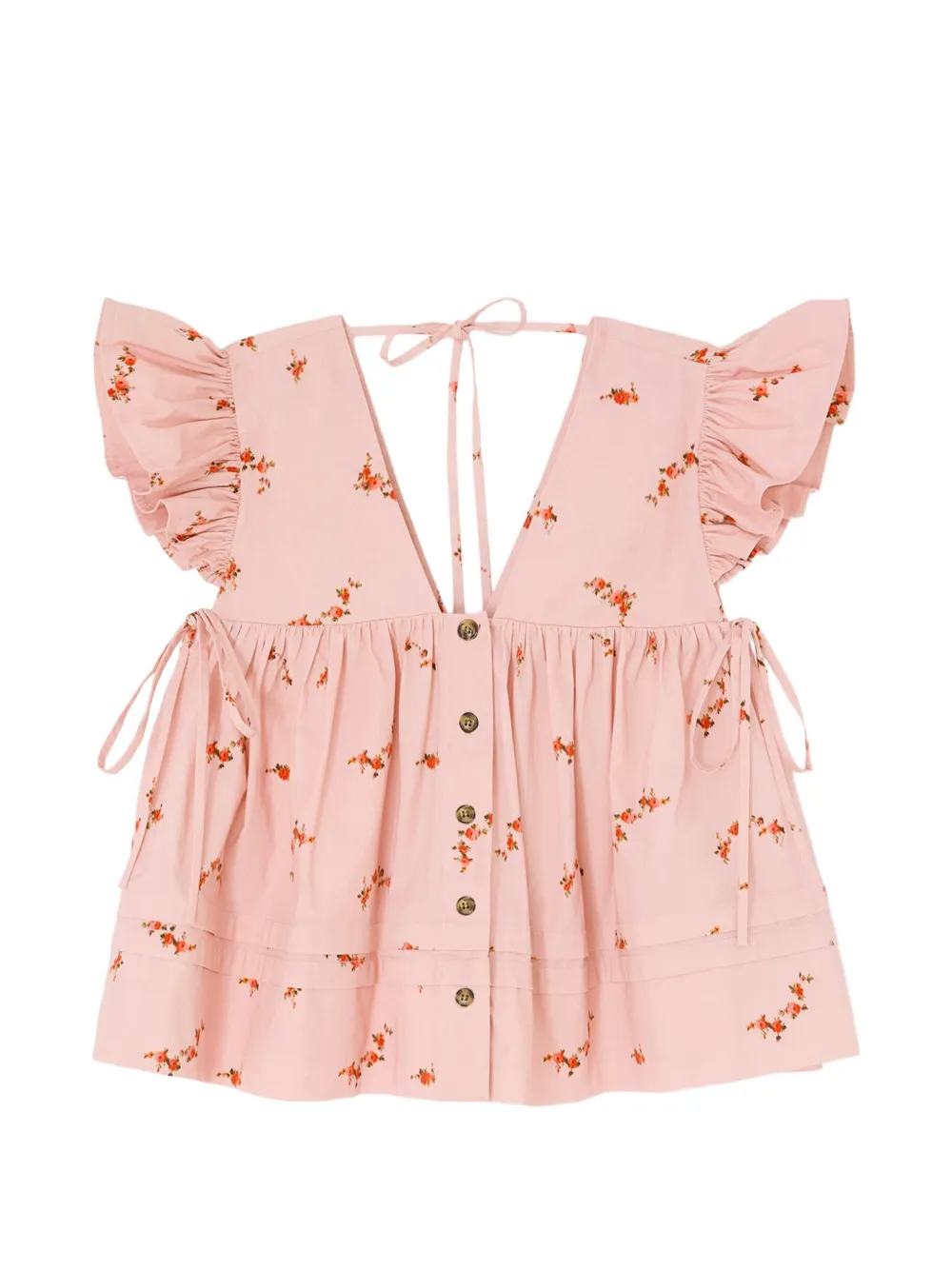 GANNI Blusa a fiori con ruches - Rosa