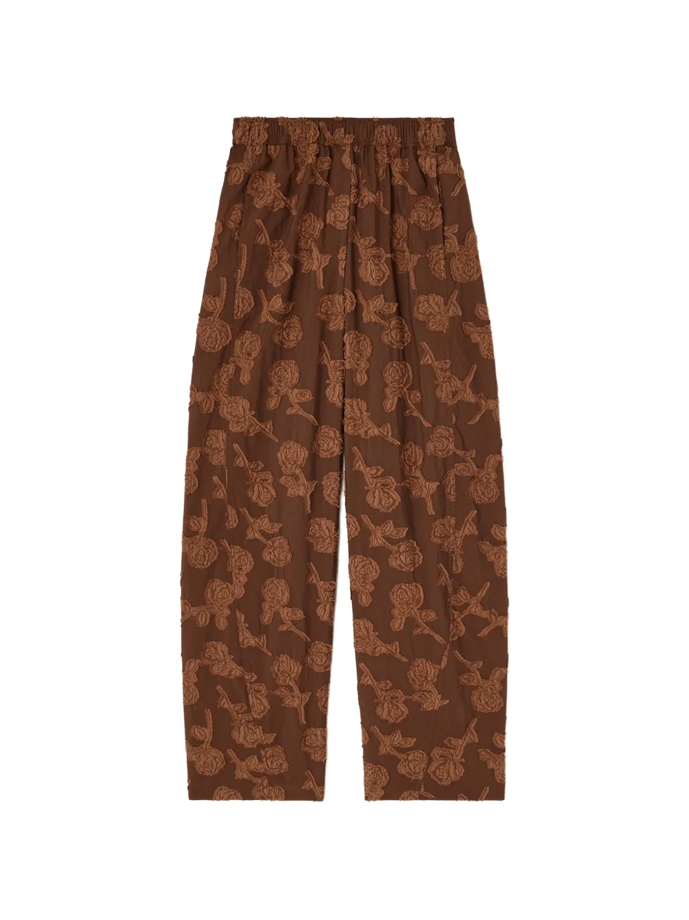 GANNI fil-coupé floral-pattern trousers - Braun