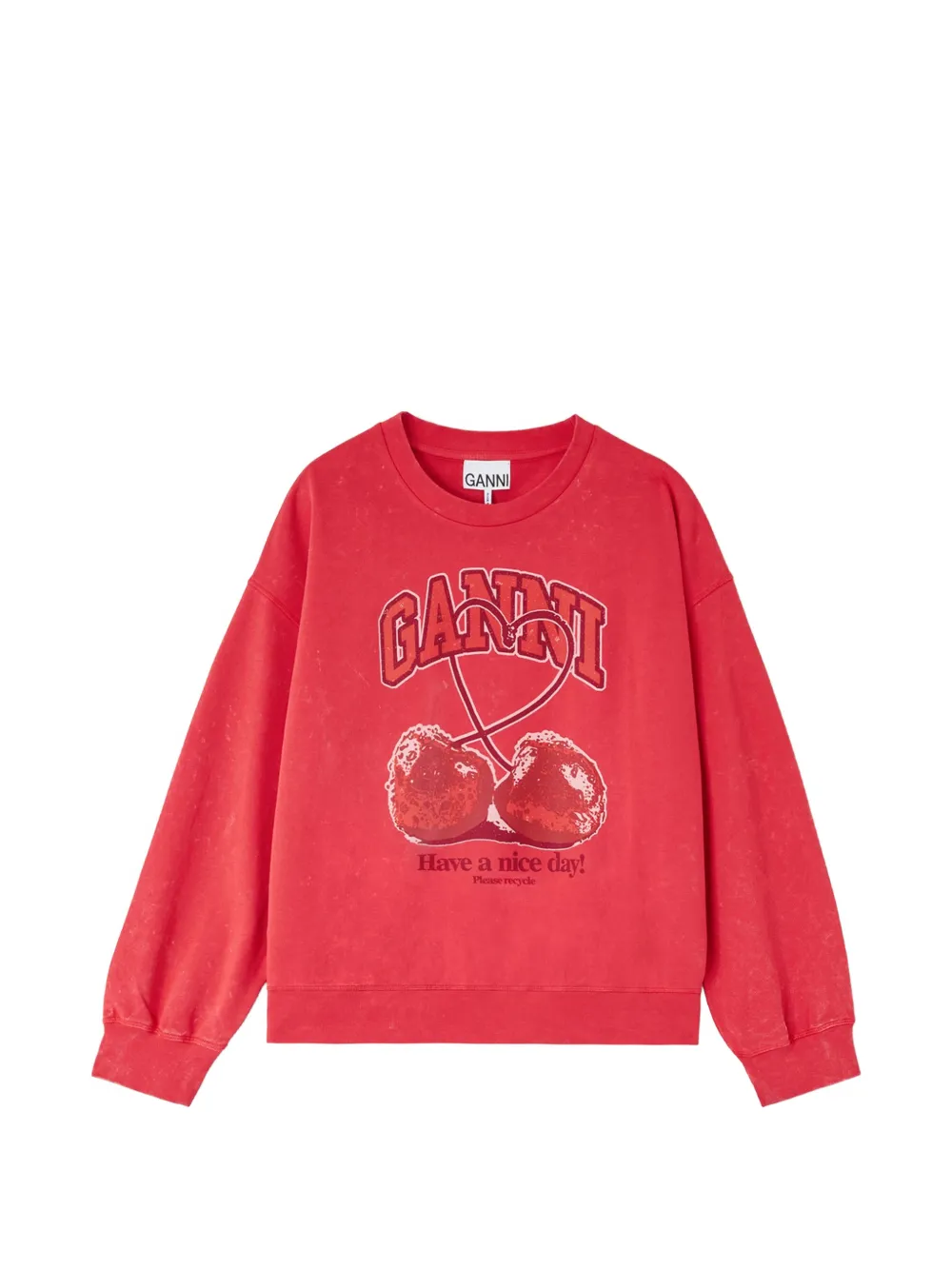 GANNI cherry-print sweatshirt - Rosso