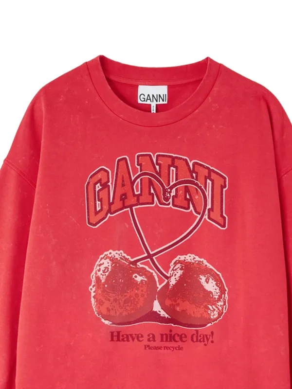 GANNI cherry-print Sweatshirt | Red | FARFETCH