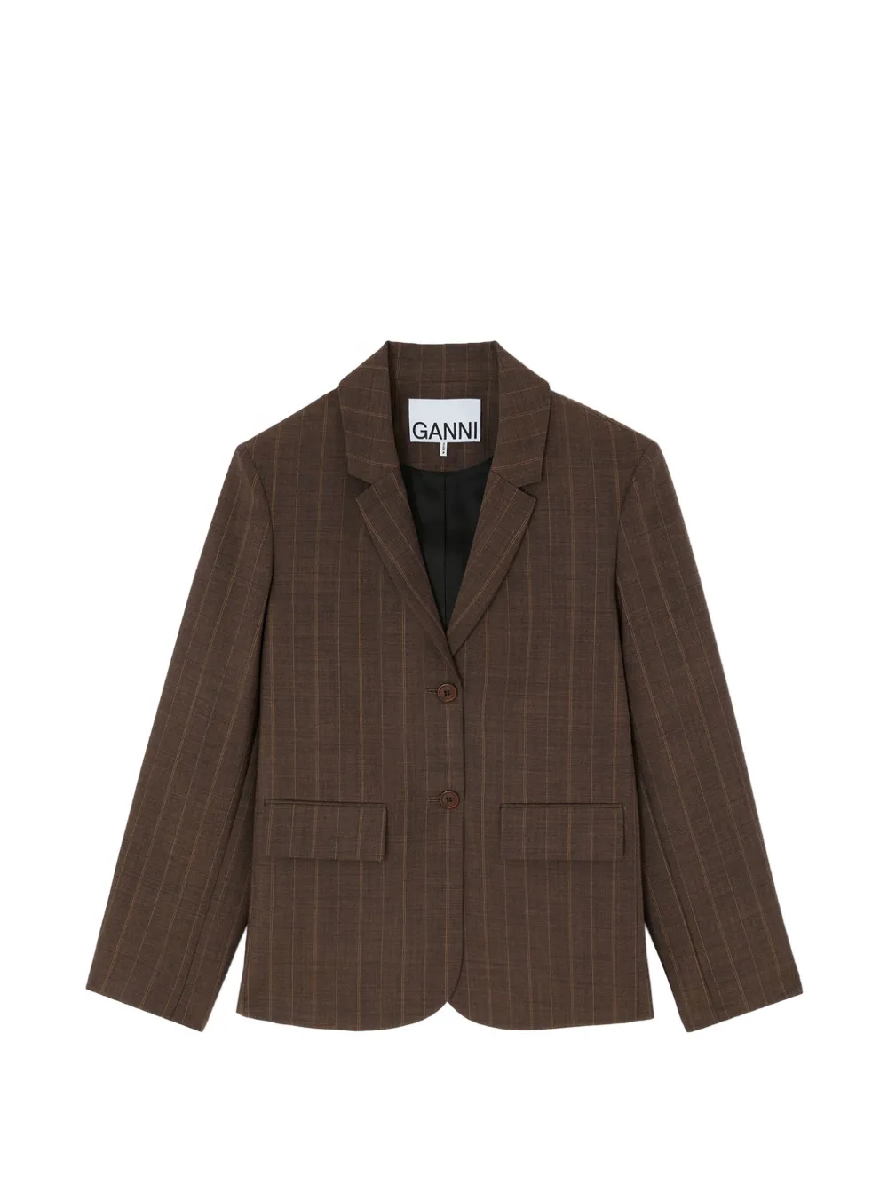 GANNI Blazer gessato - Marrone