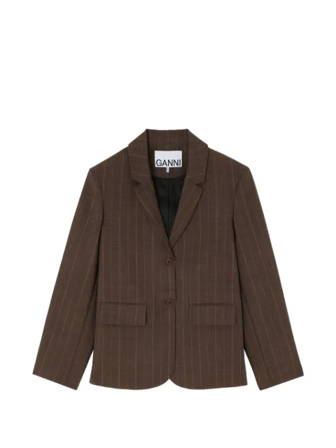 GANNI pinstriped wool blazer