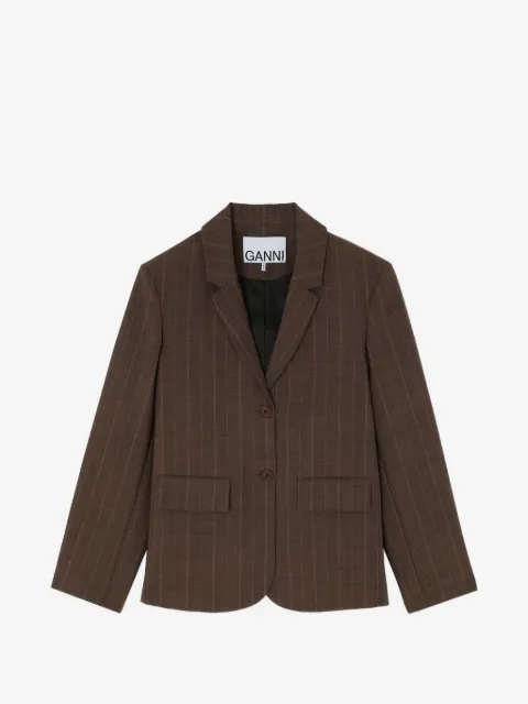 GANNI pinstriped wool blazer
