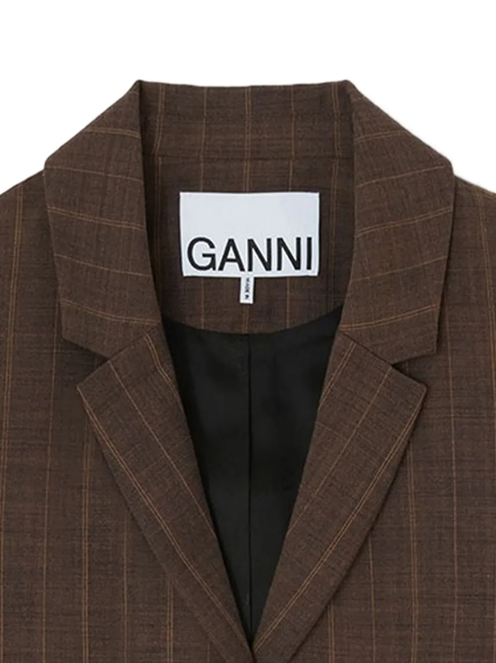 GANNI Wollen blazer met krijtstreep Bruin