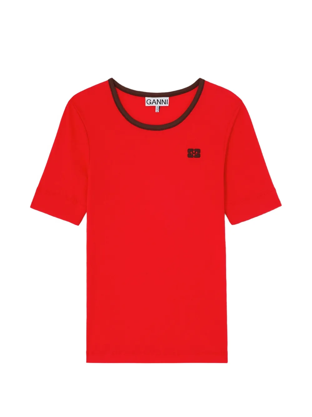 GANNI logo-detail T-shirt - Rosso