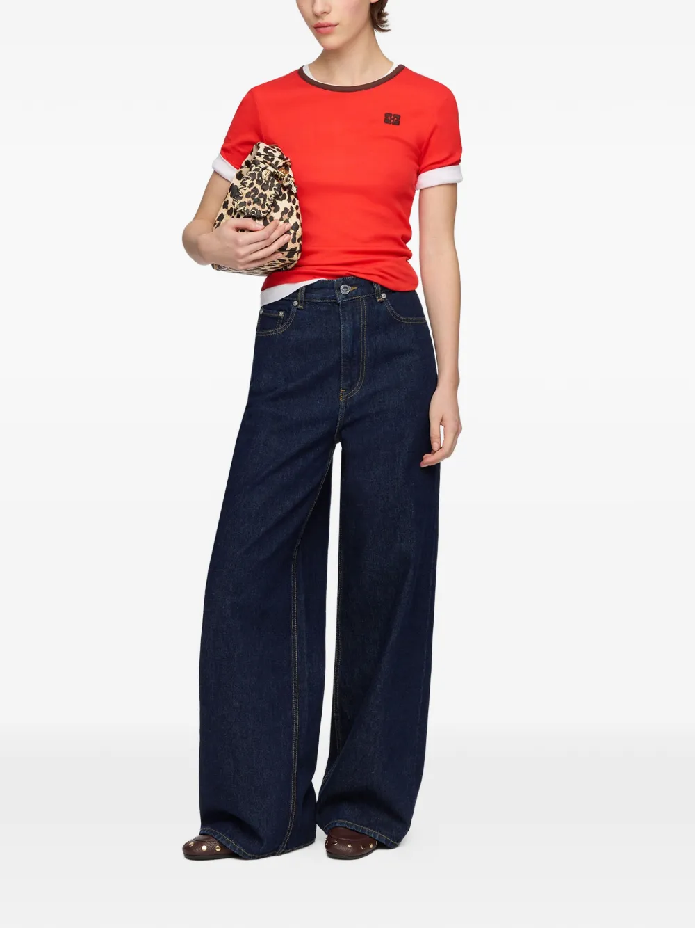 GANNI T-shirt met logo Rood