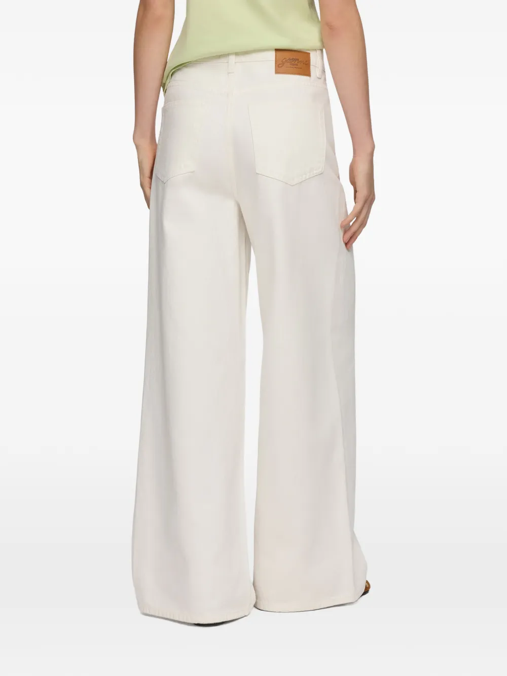 GANNI Straight jeans met kanten afwerking Beige