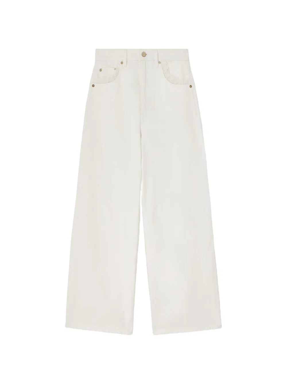 GANNI lace-trim straight-leg jeans - Toni neutri