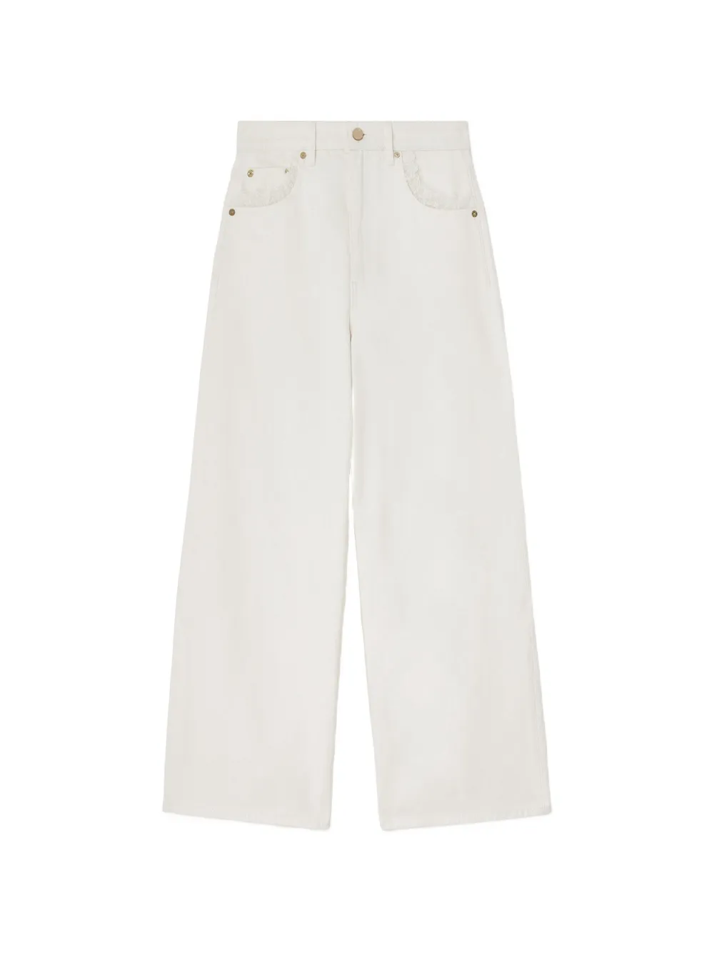 GANNI lace-trim straight-leg jeans - Toni neutri