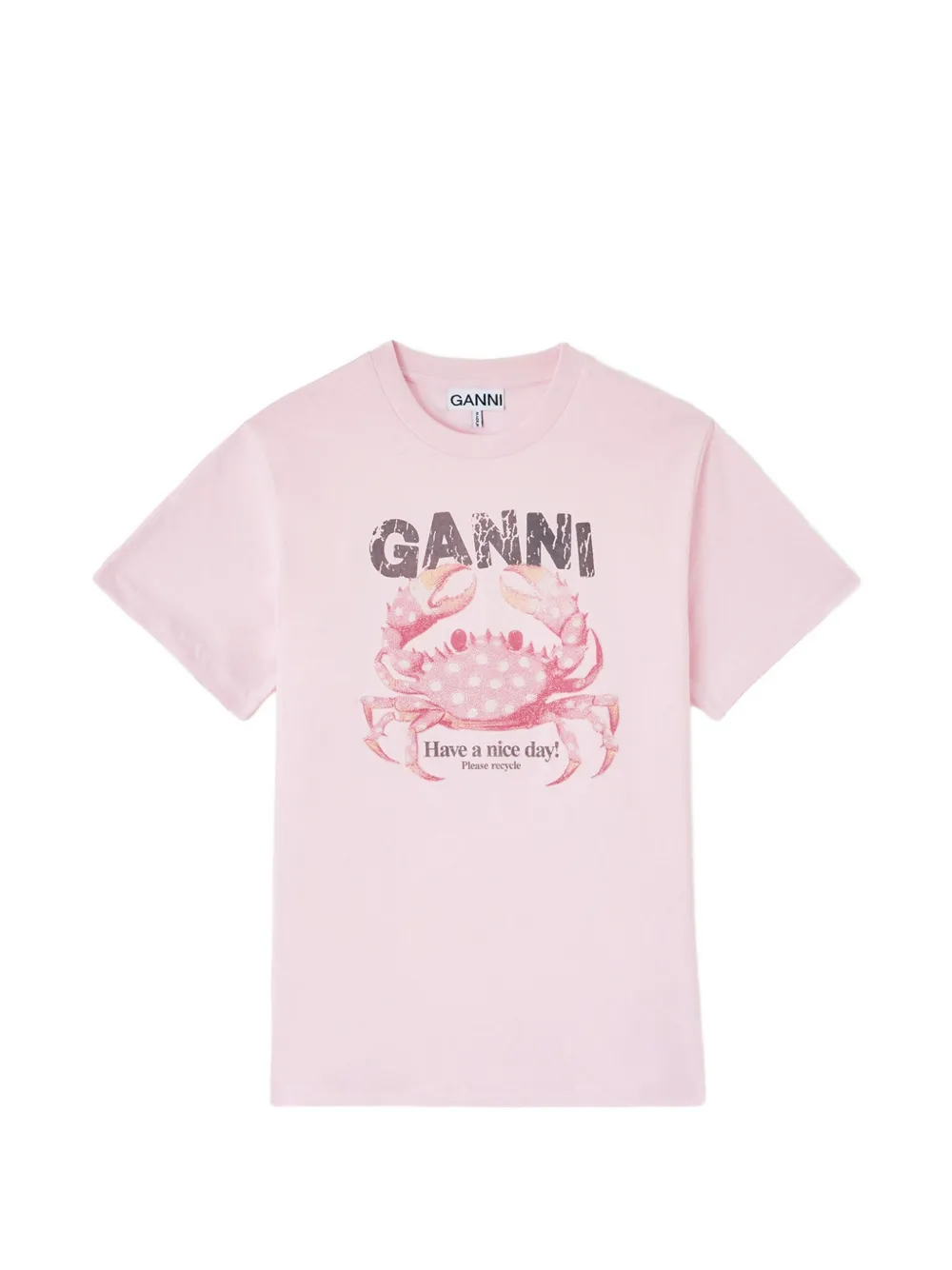 GANNI crab-print T-shirt - Rosa