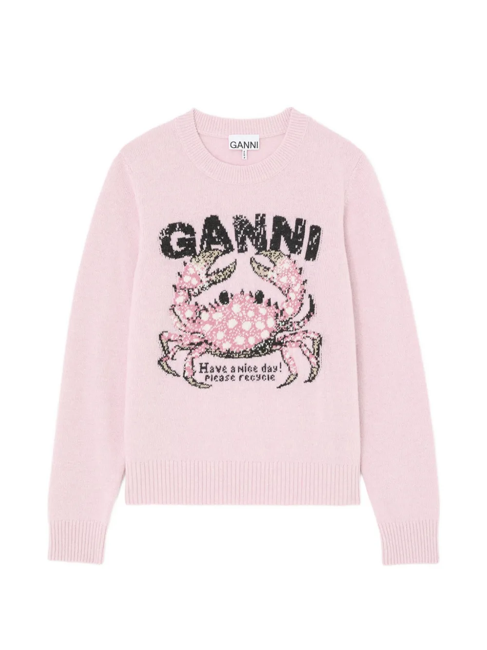 GANNI Maglione con intarsio - Rosa