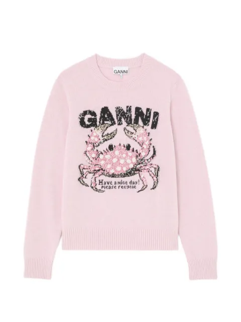 GANNI — crab-intarsia sweater