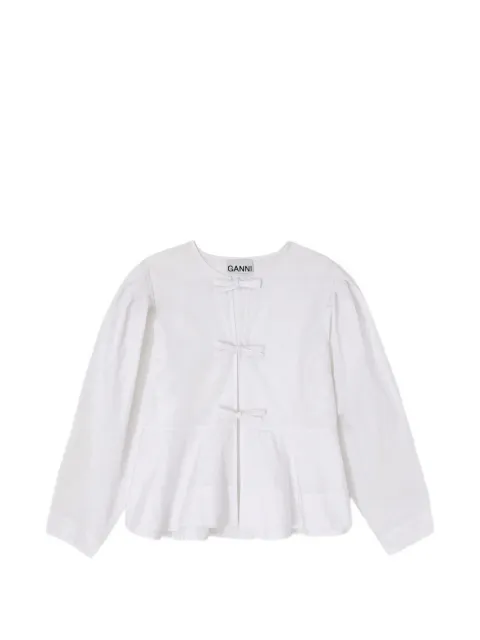 GANNI bow-detail peplum-hem blouse