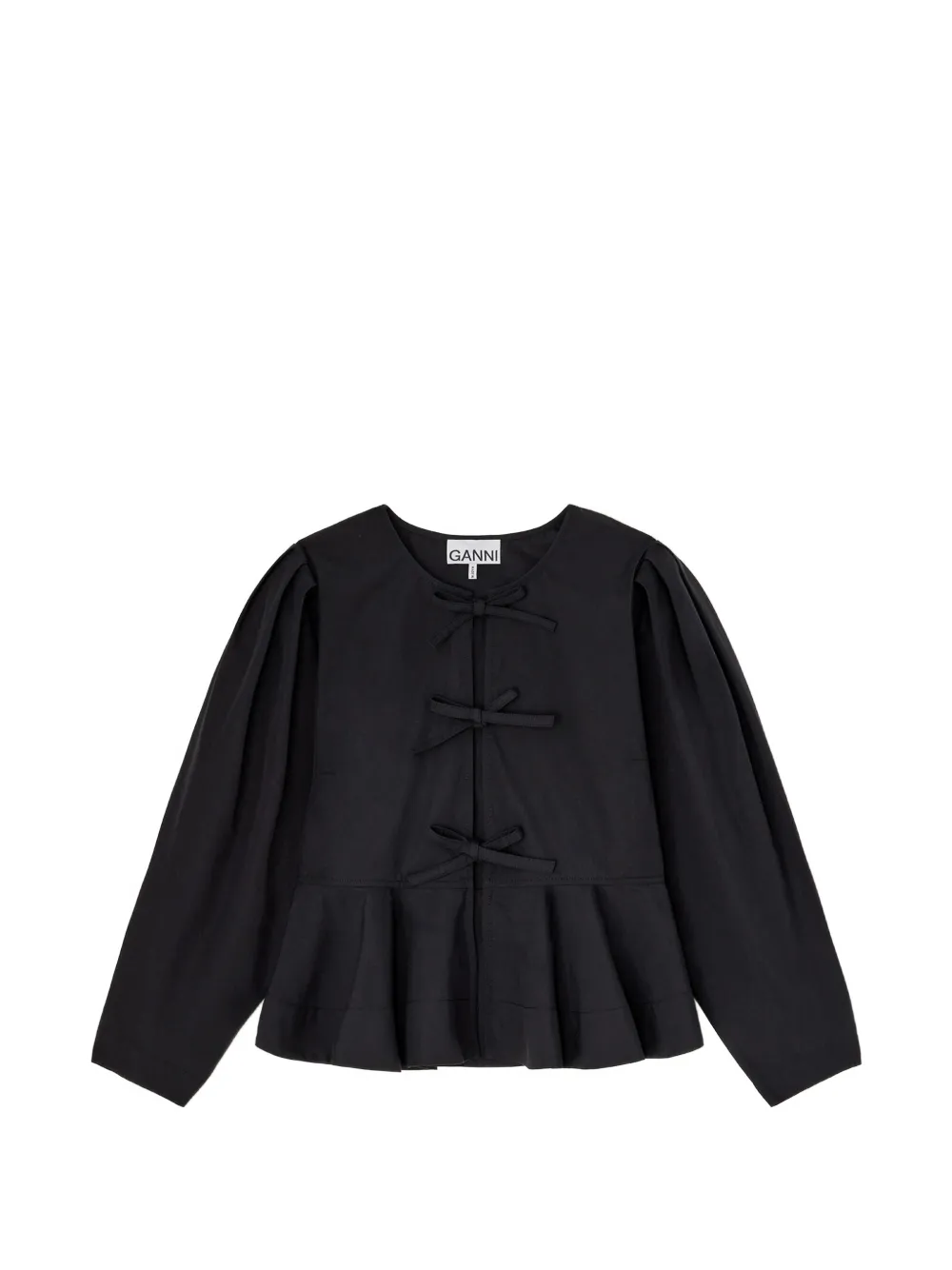 GANNI Blouse met strikdetail en peplum afwerking Wit