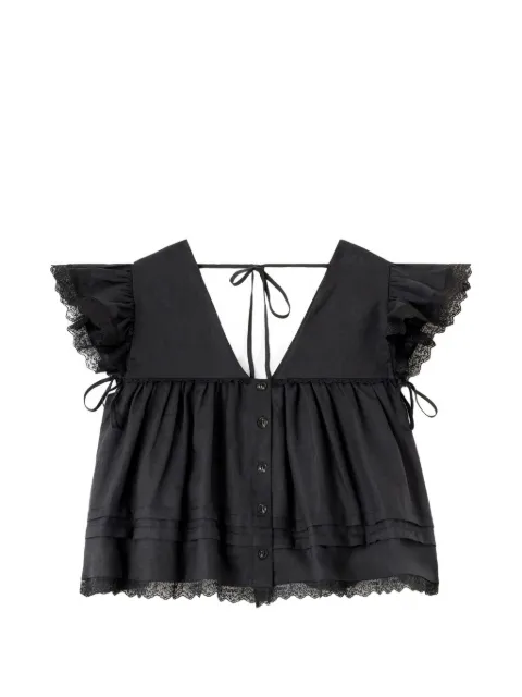 GANNI blouse in black linen