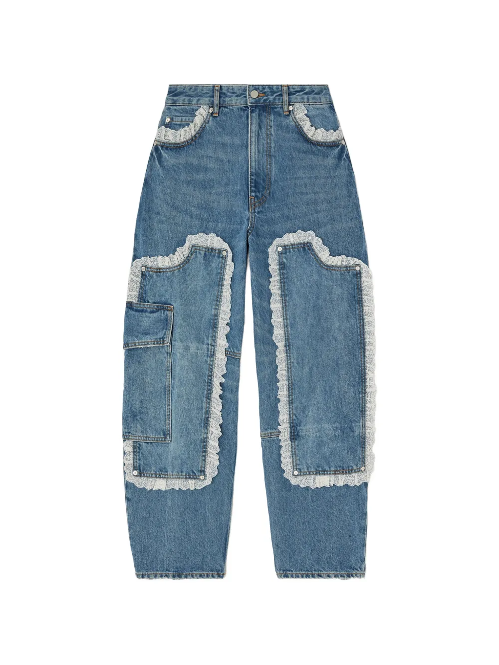 GANNI Jeans Audri con bordo in pizzo - Blu