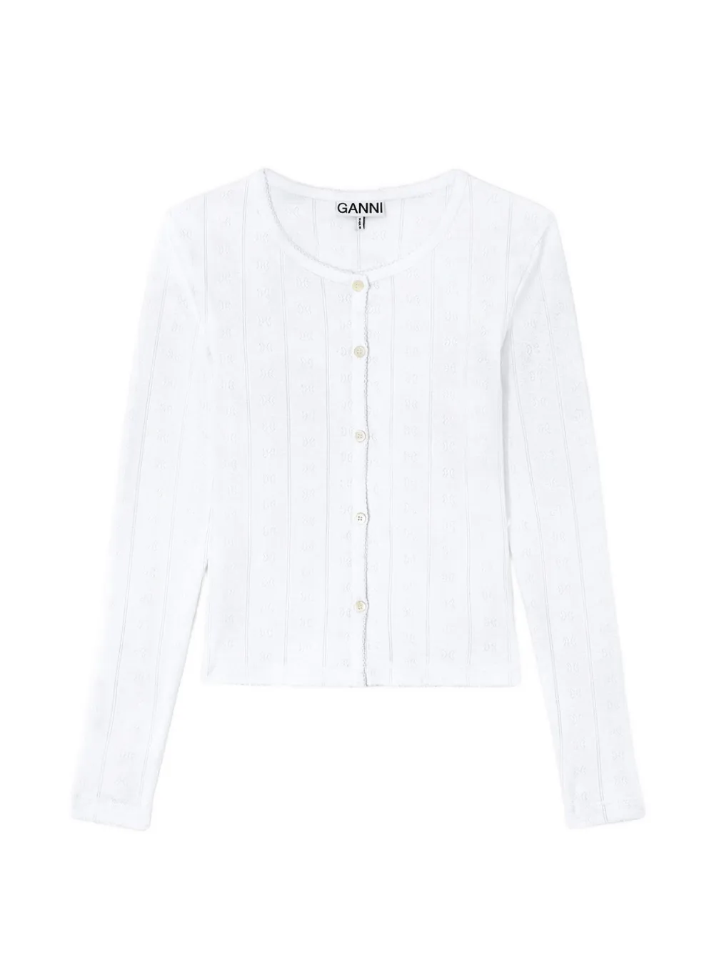 GANNI pointelle-knit cardigan - Bianco