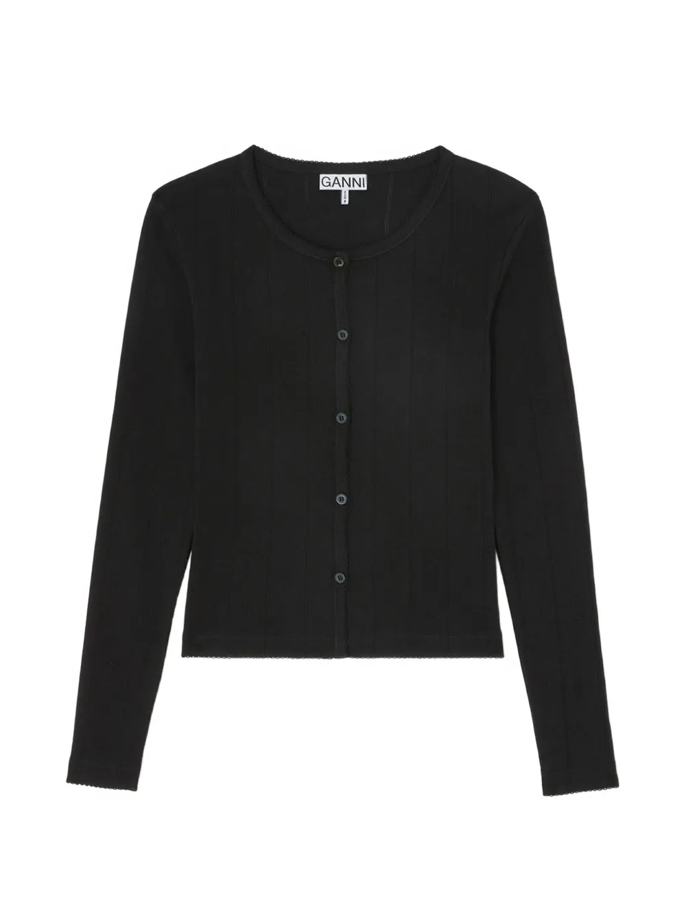 GANNI pointelle-knit cardigan - Schwarz
