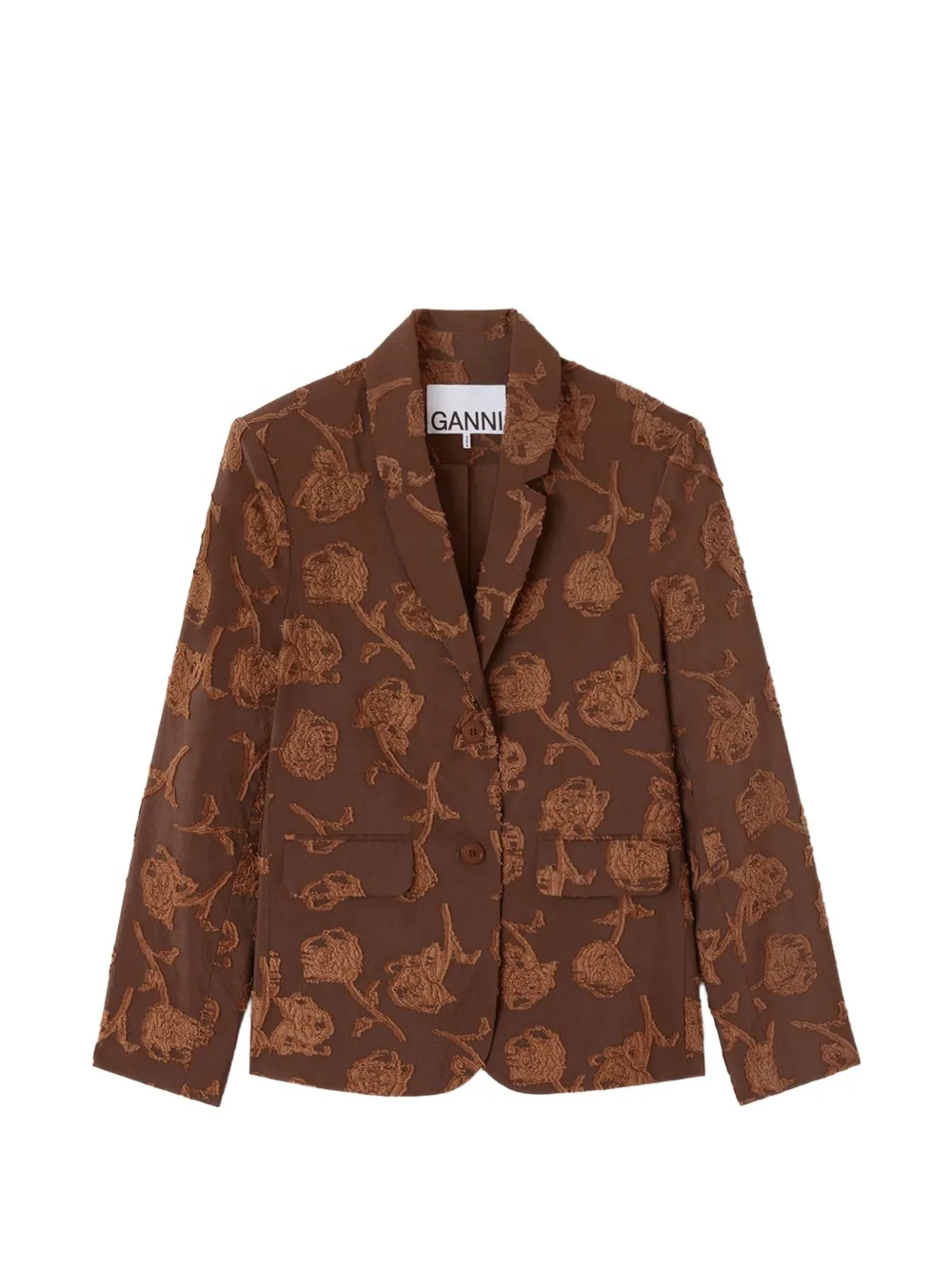GANNI floral-pattern blazer - Marrone