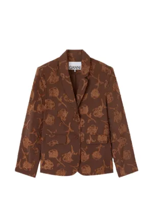 Asymmetric Floral Wrap Blazer