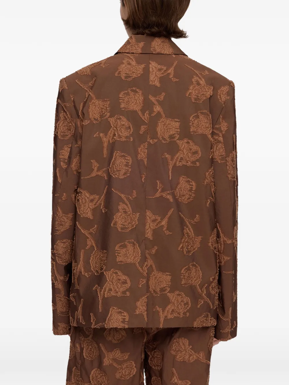 GANNI Blazer met bloemenprint Bruin