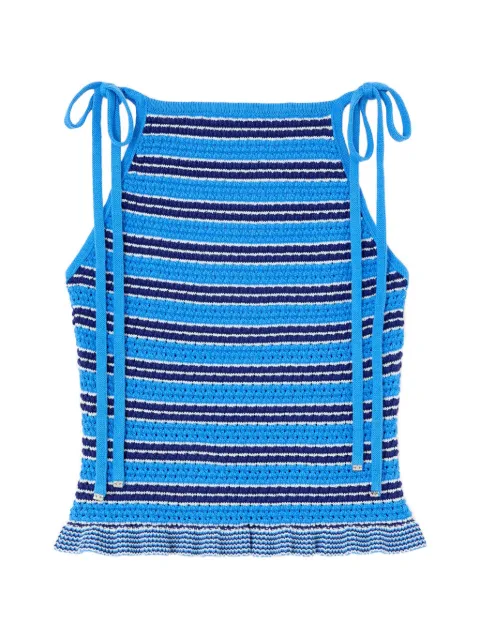 GANNI stribet pointelle top
