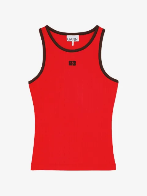GANNI logo-detail tank top