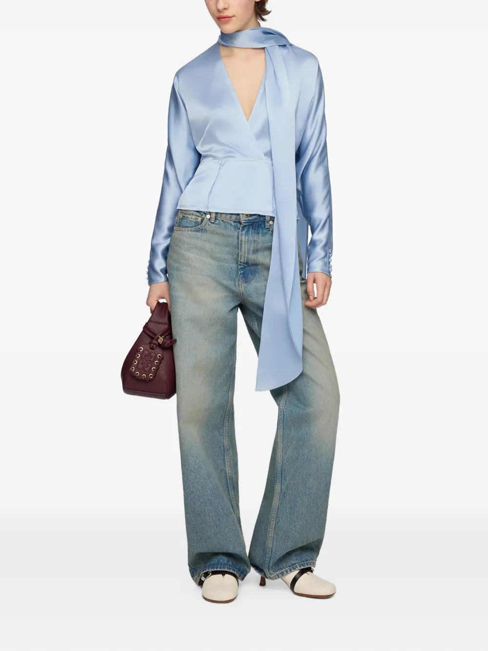 GANNI Blouse met sjaaldetail Blauw