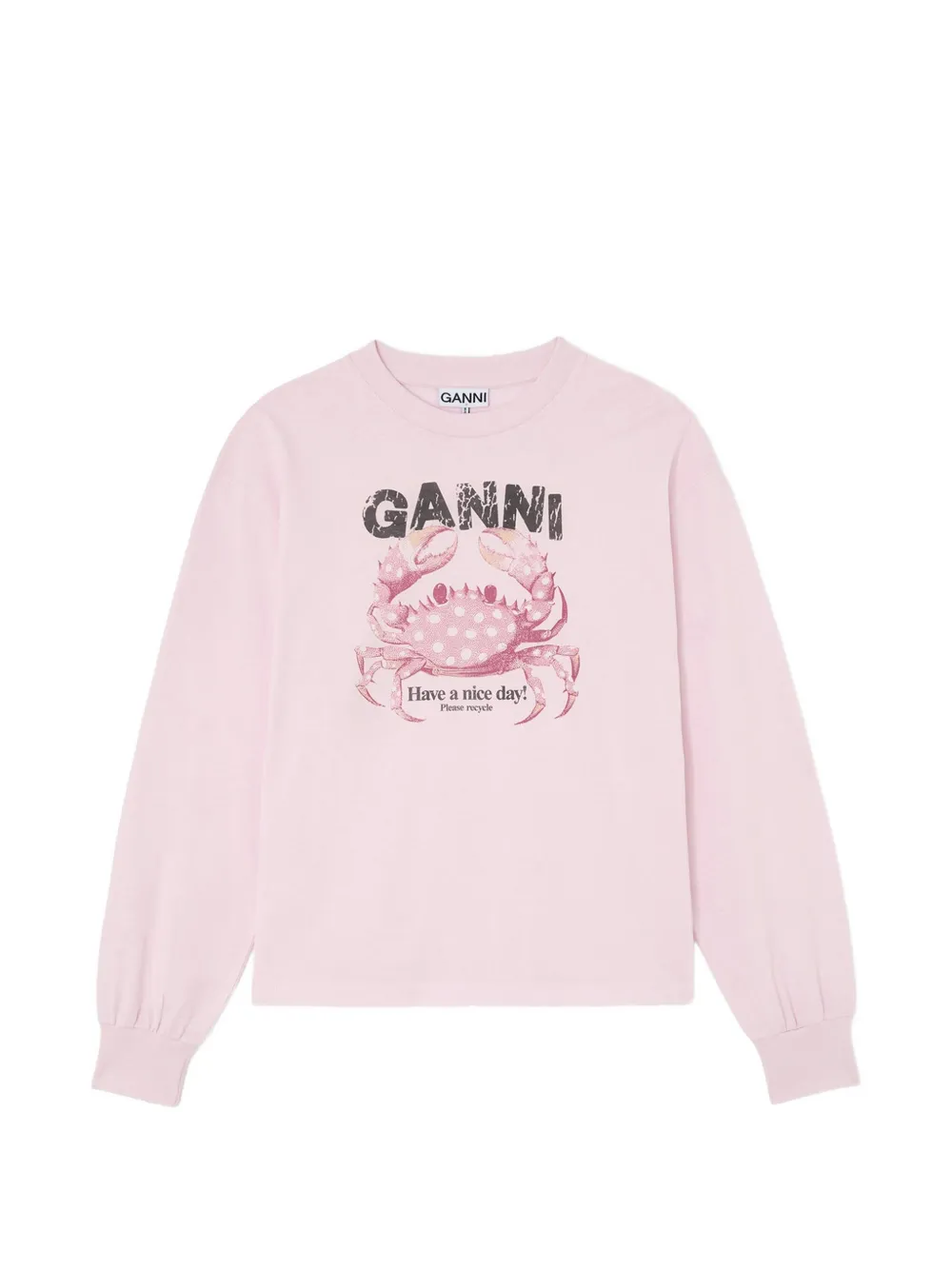 GANNI crab-print long-sleeve T-shirt - Rosa