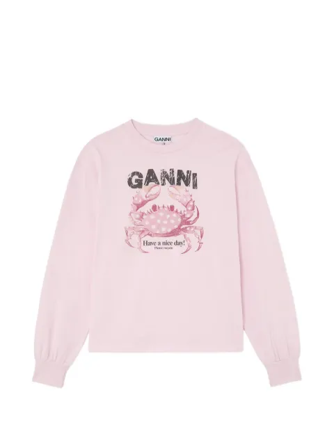 GANNI crab-print long-sleeve T-shirt