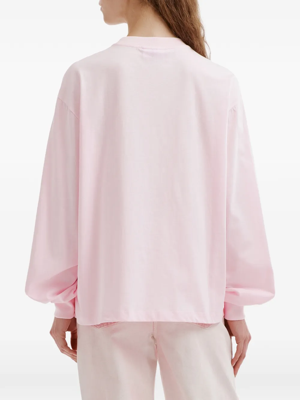 GANNI T-shirt met krabprint en lange mouwen Roze