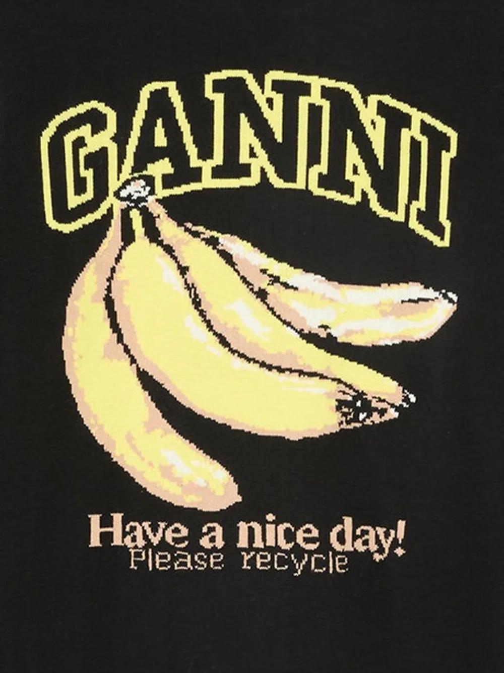 GANNI Intarsia trui met bananenpatroon Zwart