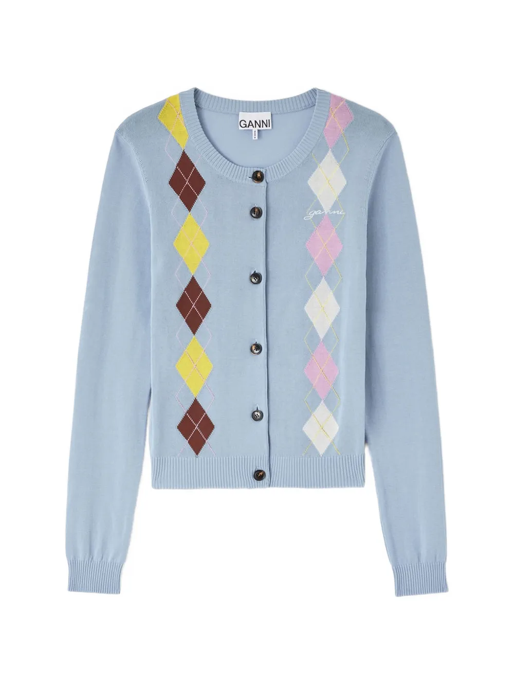 GANNI Cardigan mit Argyle-Muster - Blau