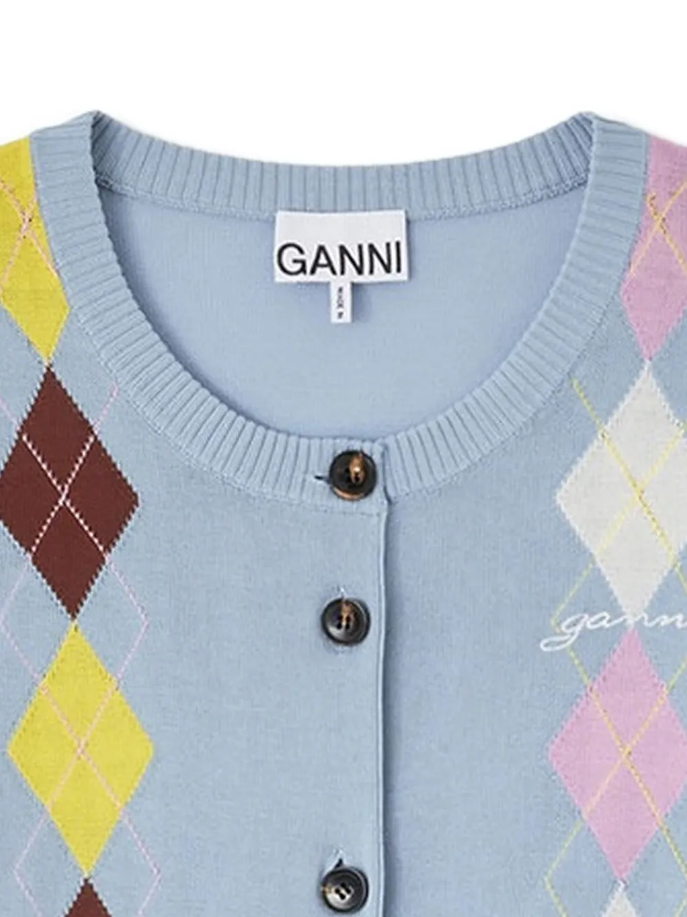 Ganni Cárdigan A Rombos - Azul 