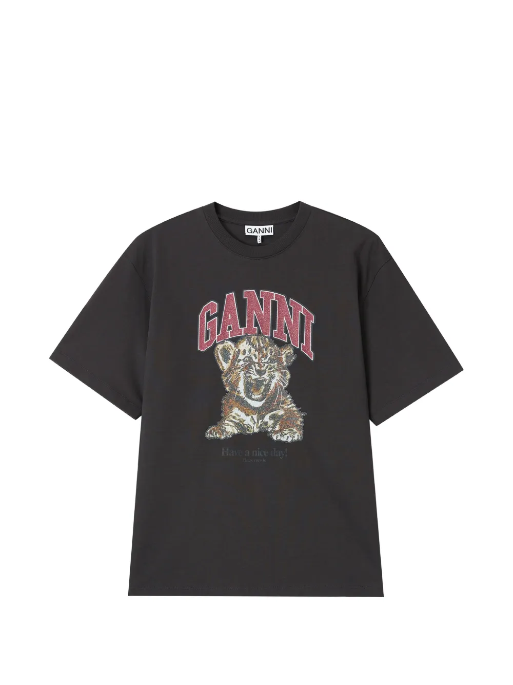 GANNI T-shirt met tijger Grijs