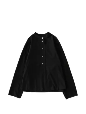 Studio Nicholson Vega four-button Grandad Collar Shirt | Black