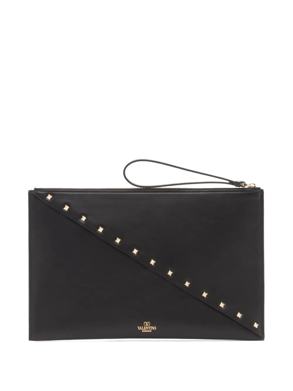 Valentino Garavani Rockstud Wispy calfskin pouch - Nero