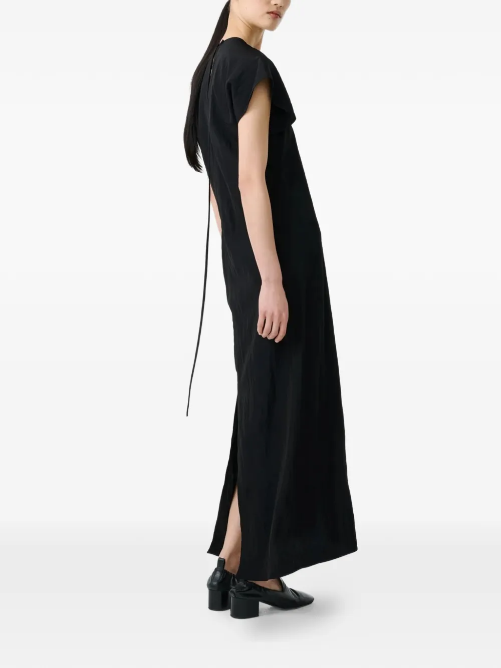 Studio Nicholson Surat maxi-dress met ronde hals Zwart