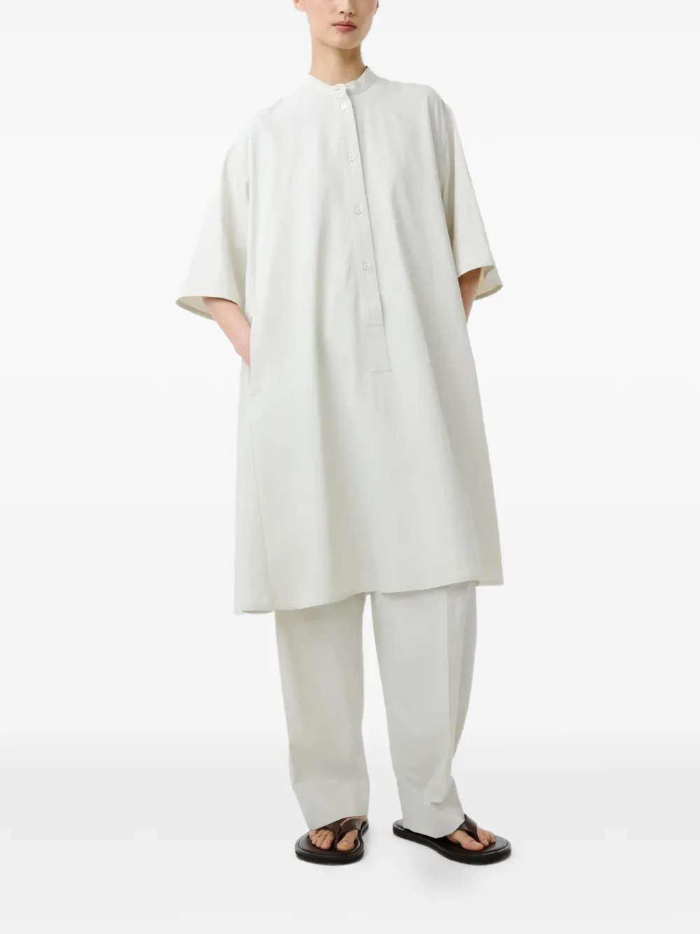  Studio Nicholson Vestido Midi Bloch - Blanco 
