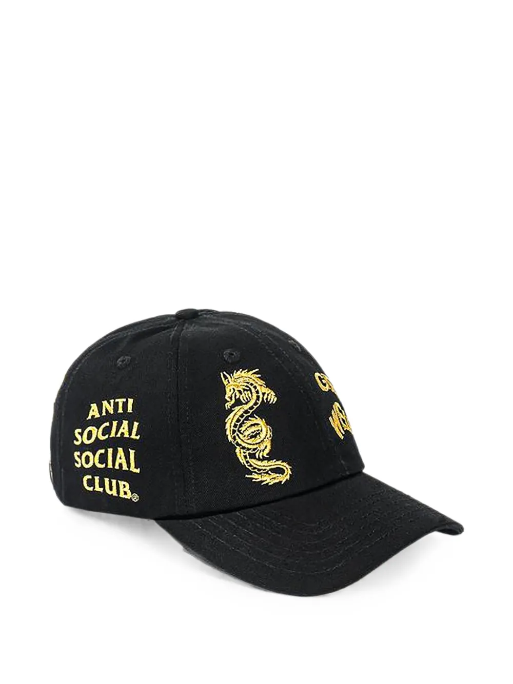 Anti Social Social Club Cappello da baseball con ricamo drago - Nero