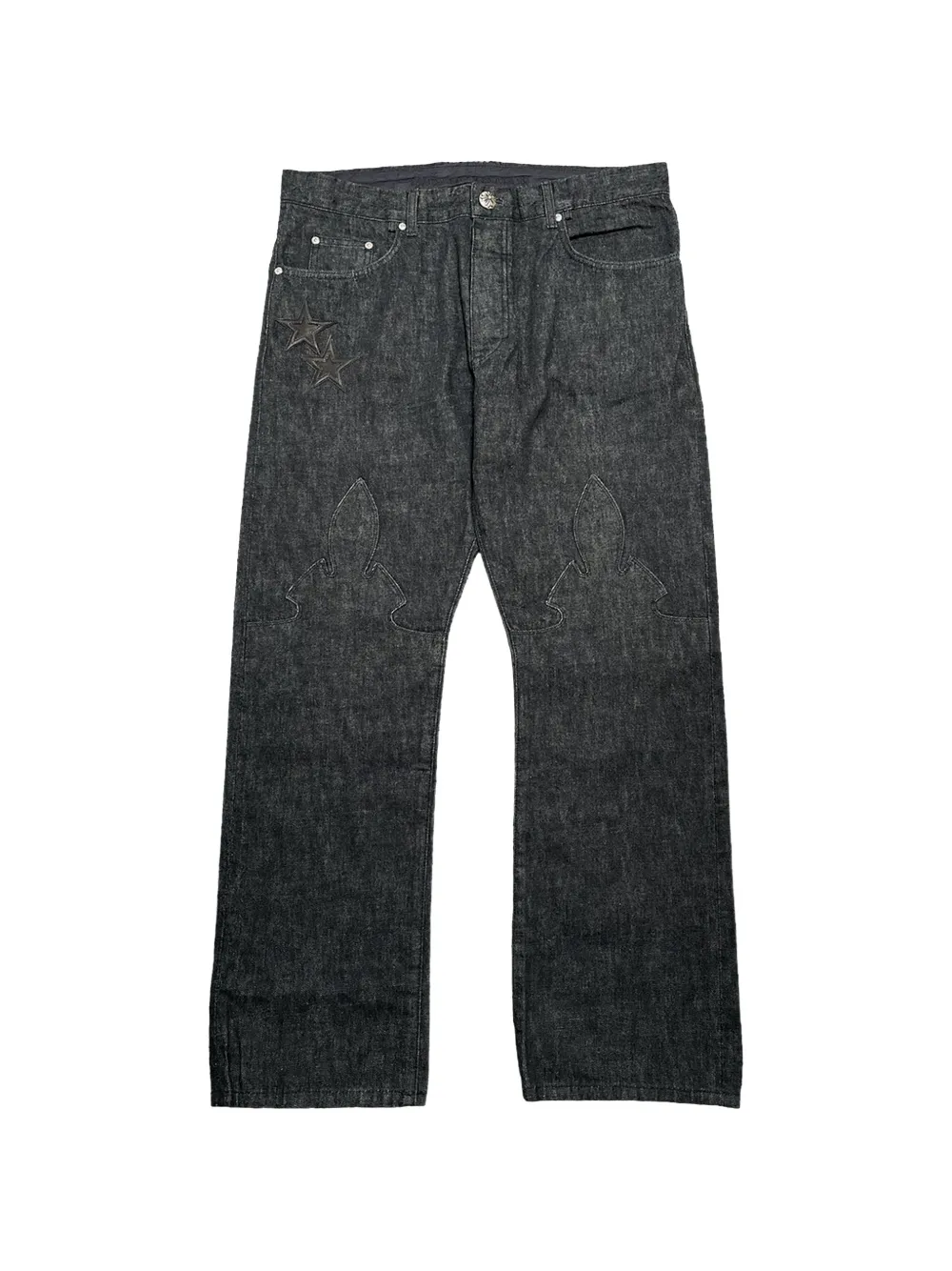 Chrome Hearts leather star-patch jeans - Nero