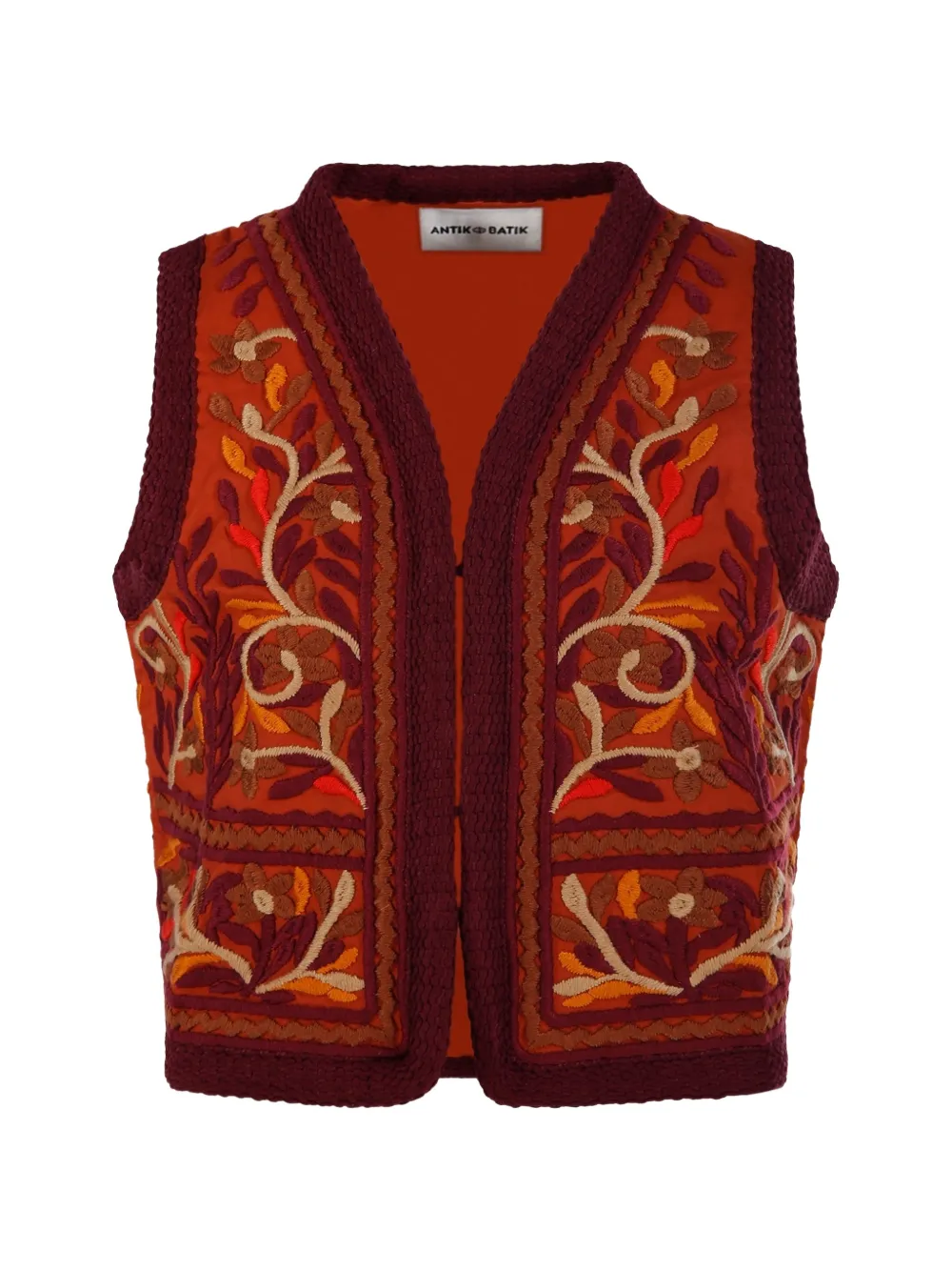 Antik Batik embroidered sleeveless vest - Orange