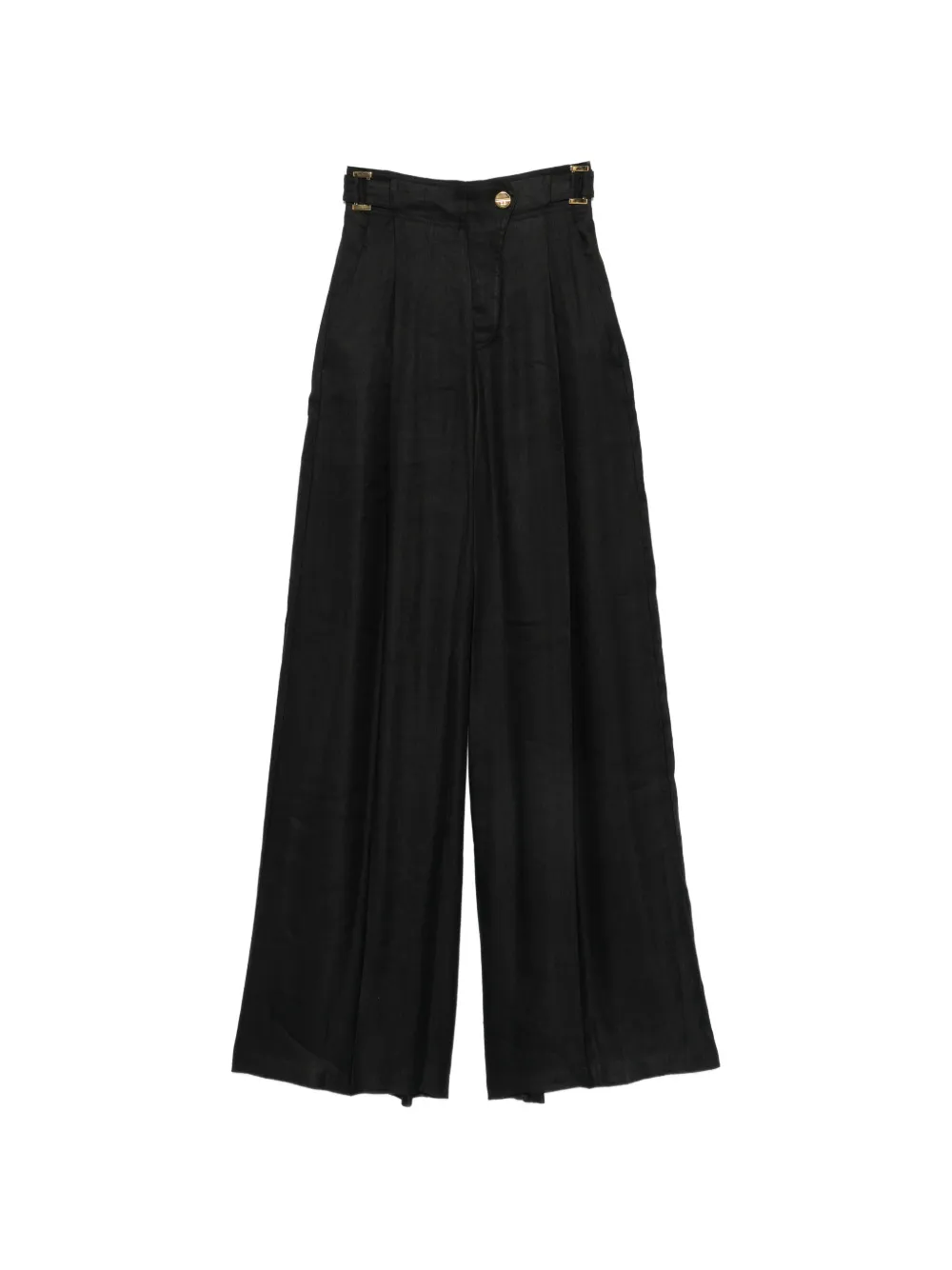 Elisabetta Franchi buckle-detail pleated palazzo pants - Schwarz