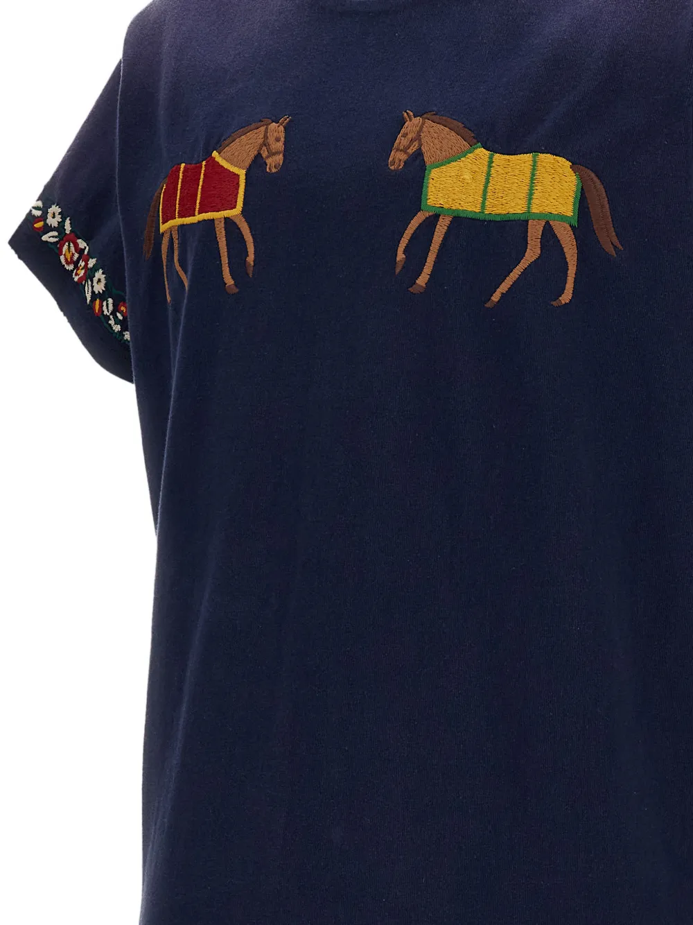  Found Camiseta Con Caballo Bordado - Azul 