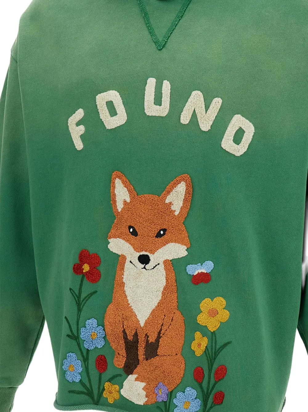  Found Sudadera Con Capucha Y Bordado De Chenilla - Verde 
