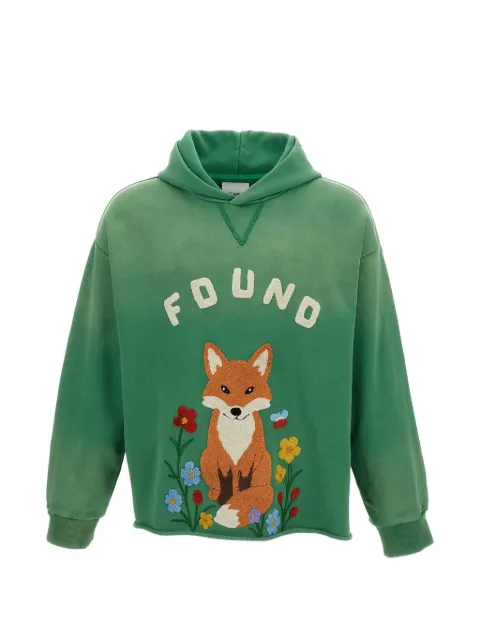 FOUND chenille-embroidered raw-cut hoodie