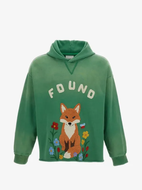 FOUND chenille-embroidered raw-cut hoodie